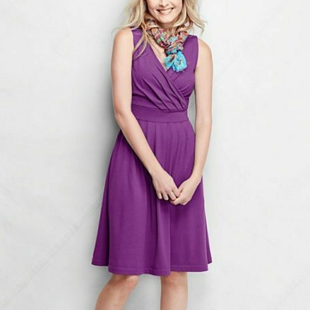 Land's End Fit and Flare Petite Dress Purple